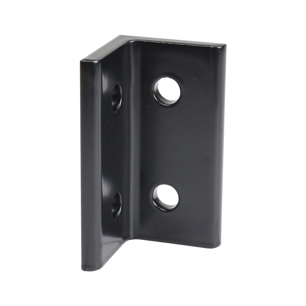 166324 - FATH wide inside corner bracket, black, 90-degree, 4 holes, aluminum, slot size 8. For use with all 1.5in and 3in profile T-slotted rails. Manufacturer part number: 093WD7638S.
