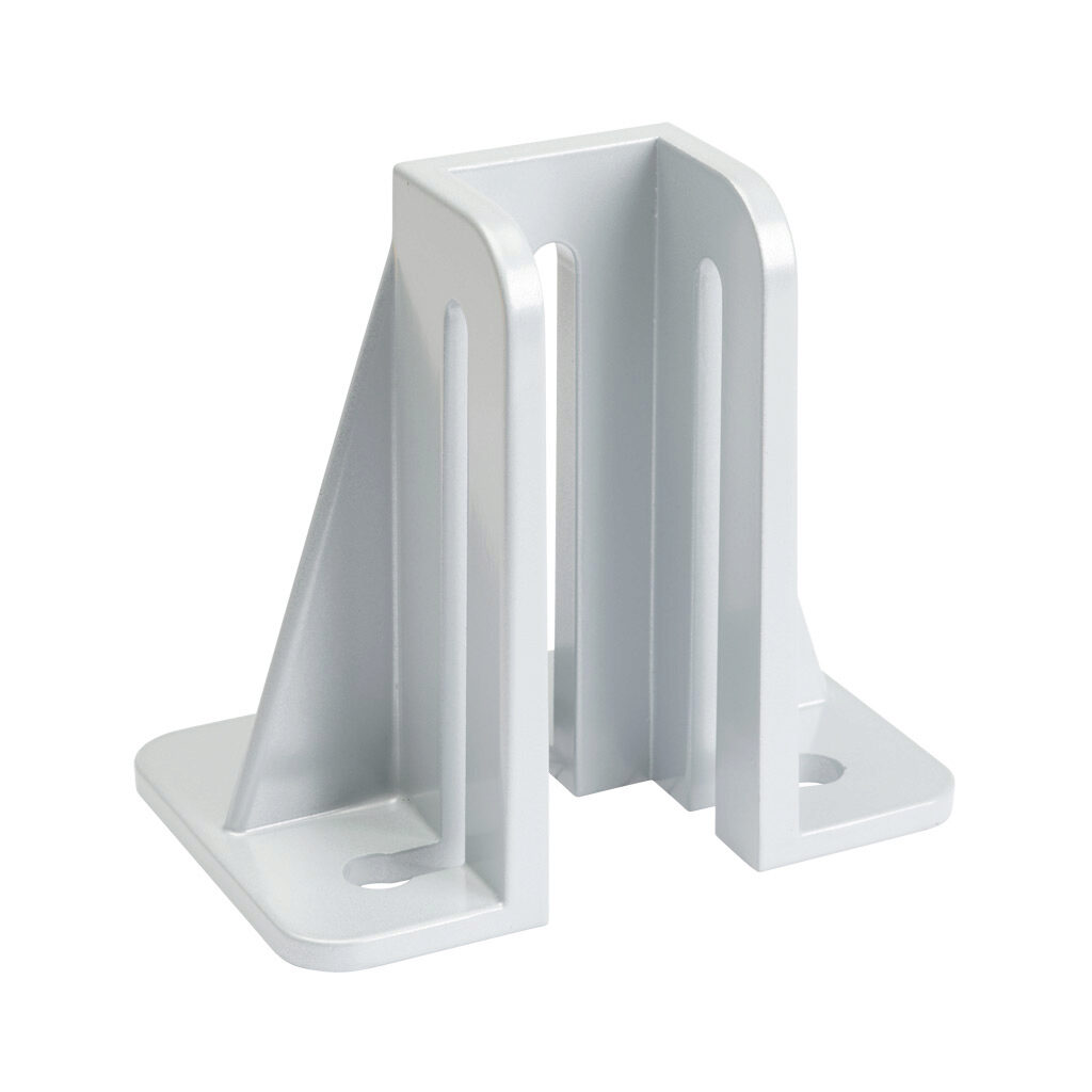 166333 - FATH foot console, silver, 1.5 x 1.5in, die-cast aluminum, slot size 8. For use with all 1.5in profile T-slotted rails. Manufacturer part number: 098G38L85128A.