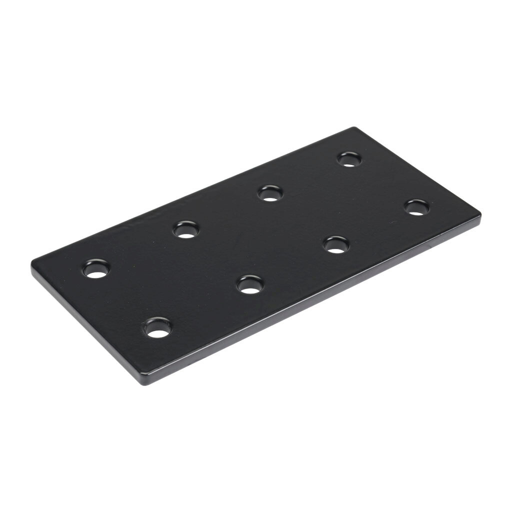166377 - FATH rectangular flat plate, black, 8 holes, aluminum, slot size 8. For use with all 40mm and 80mm profile T-slotted rails. Manufacturer part number: 093VD80160S.