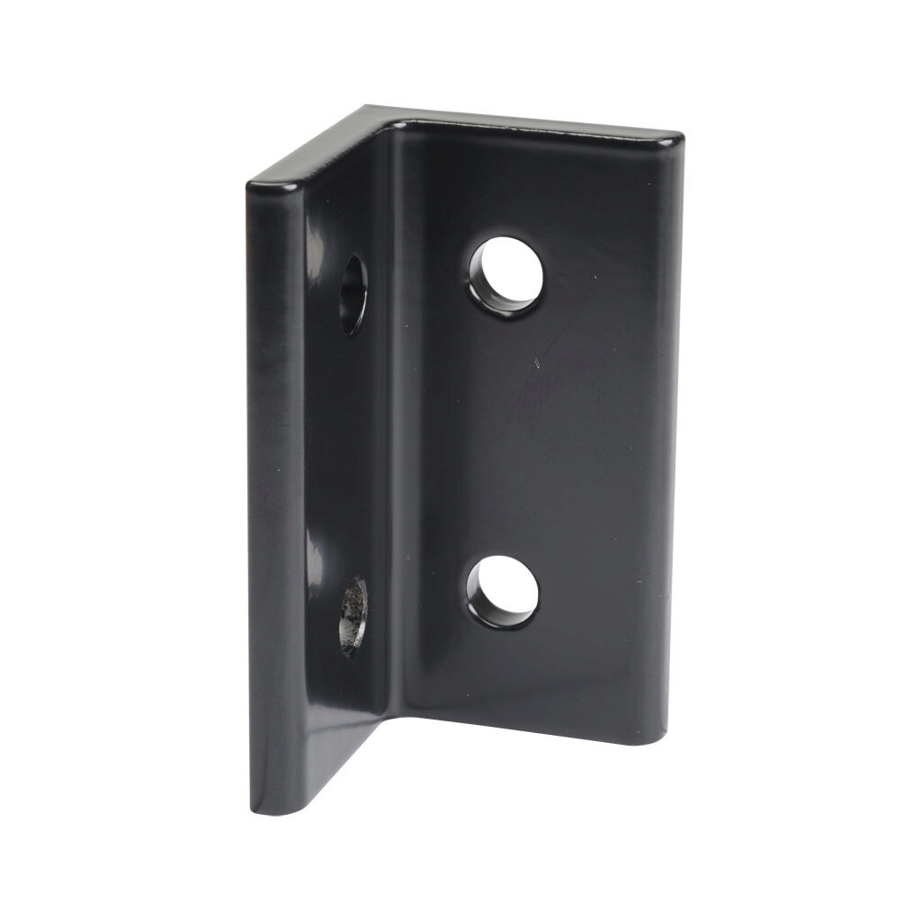 166382 - FATH wide inside corner bracket, black, 90-degree, 4 holes, aluminum, slot size 8. For use with all 40mm and 80mm profile T-slotted rails. Manufacturer part number: 093WD8040S.