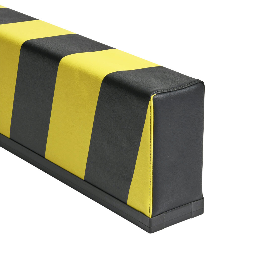 1701-4790 - ASO Safety Solutions safety contact bumper, 100 x 200mm, 2ft length, yellow and black, (1) 3-pin male M8 connector and (1) 3-pin female M8 connector, 4.7in/120mm cable length. Aluminum mounting rail included.