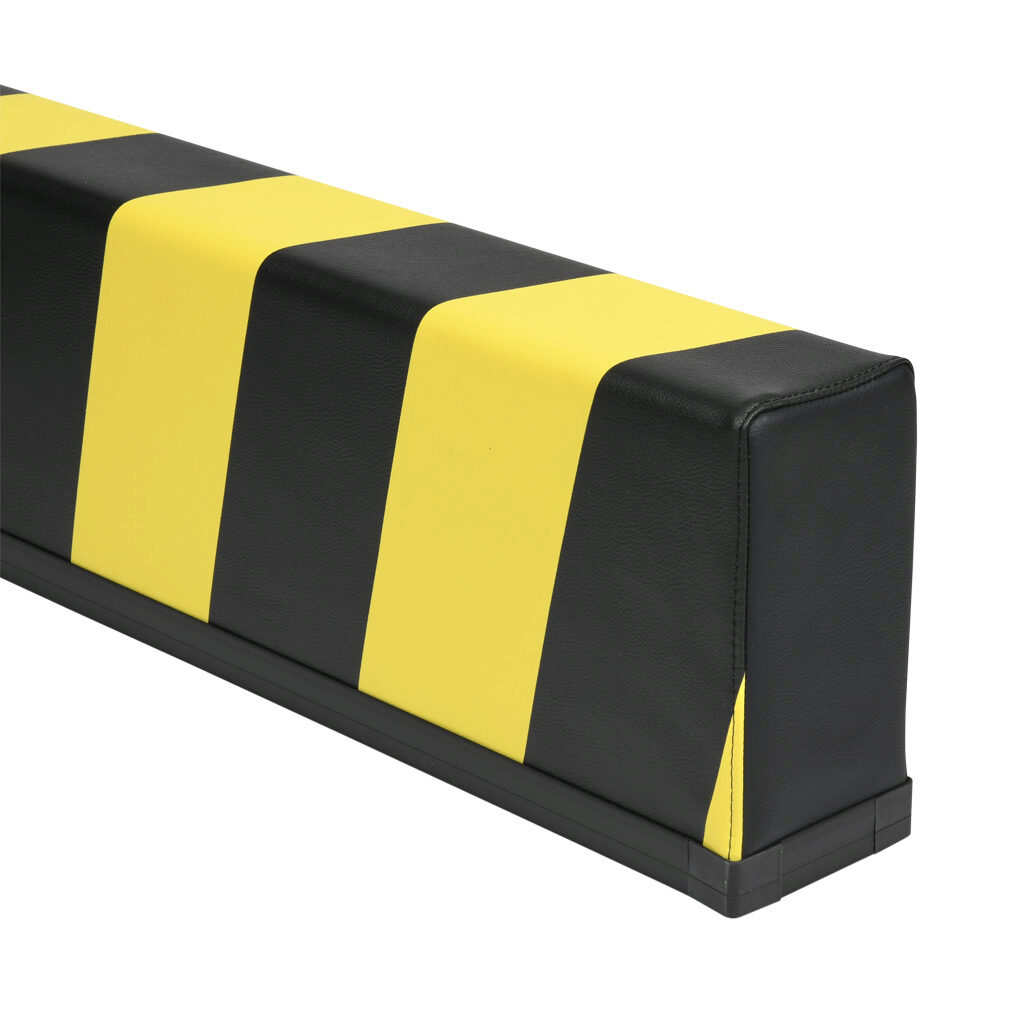 1701-4810 - ASO Safety Solutions safety contact bumper, 100 x 200mm, 4ft length, yellow and black, (1) 3-pin male M8 connector and (1) 3-pin female M8 connector, 4.7in/120mm cable length. Aluminum mounting rail included.