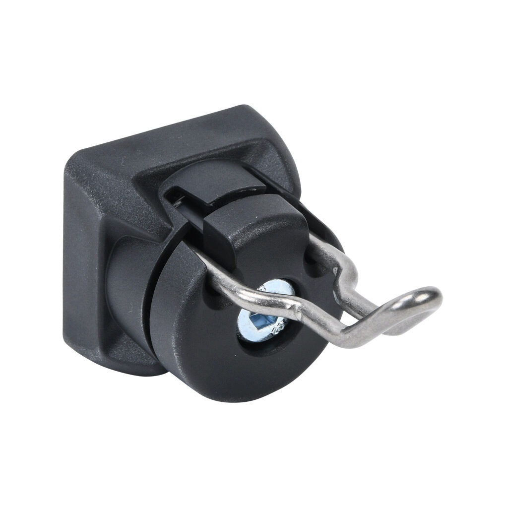 172522 - FATH tool hook, black, 24/16 - 12, glass ball reinforced nylon/stainless steel/steel, slot size 8/10. For use with all 1.5in, 3in, 40mm, 45mm, 80mm and 90mm profile T-slotted rails. Manufacturer part number: 6TH240NA5020S01.