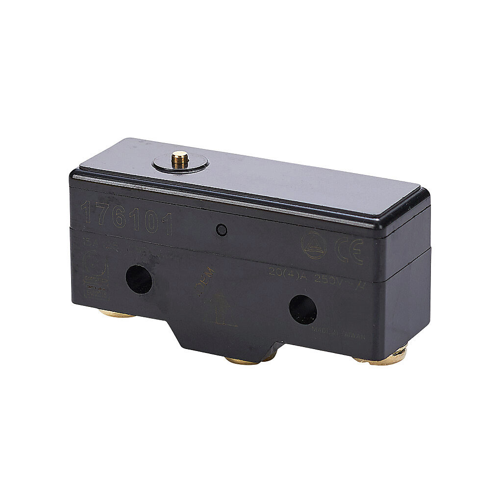176101-5 - IDEM micro limit switch, metal pin plunger, (1) N.O./(1) N.C. contact(s), snap action, 25.4mm hole spacing, polybutylene terephthalate, screw terminals. Package of 5.