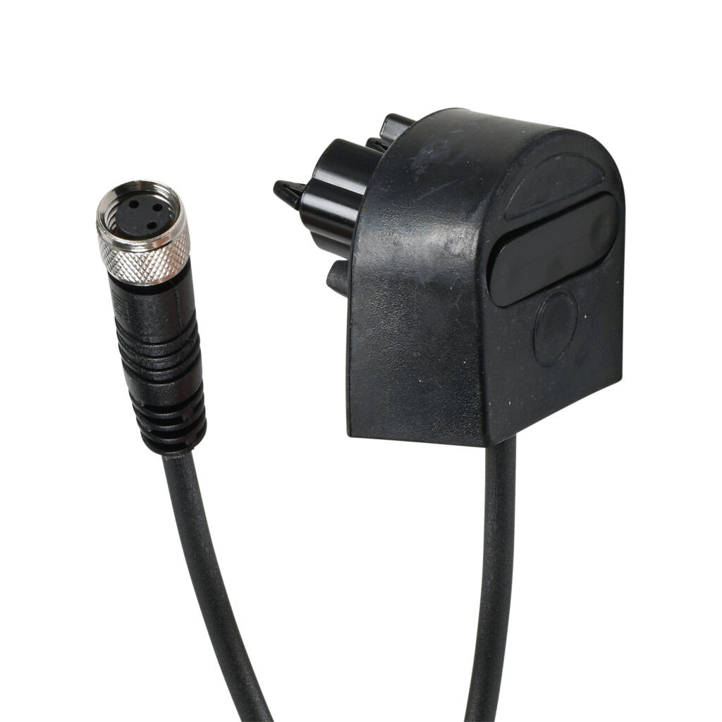 1804-2206 - ASO Safety Solutions safety contact edge end cap, 1.6ft/0.5m cable length, 3-pin female M8. For use with 25 x 30mm safety contact edge.