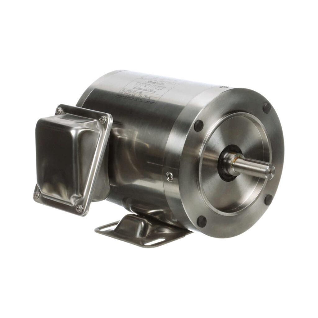 191204.00 - Leeson Washguard SST Duck premium efficiency AC induction motor, washdown and high-performance inverter duty, 1/2hp, 3-phase, 208-230/460 VAC, 1800rpm, TENV, NEMA 56C frame, stainless steel, C-face/rigid base mount.