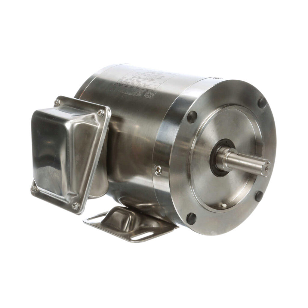 191206.00 - Leeson Washguard SST Duck standard efficiency AC induction motor, washdown and high-performance inverter duty, 3/4hp, 3-phase, 208-230/460 VAC, 3600rpm, TENV, NEMA 56C frame, stainless steel, C-face/rigid base mount.