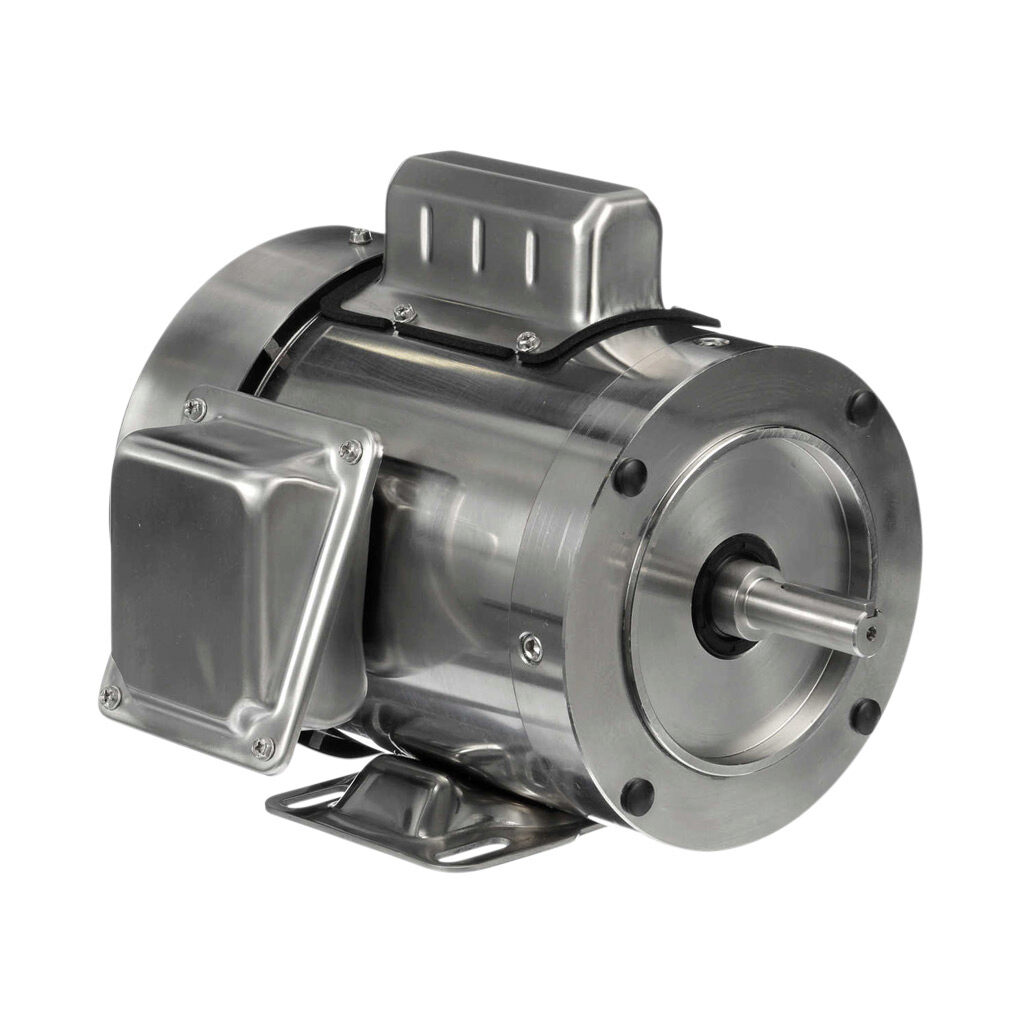 191475.00 - Leeson Washguard SST Duck standard efficiency AC induction motor, washdown, 1/2hp, 1-phase, 115/230 VAC, 1800rpm, TEFC, NEMA 56C frame, stainless steel, C-face/rigid base mount.