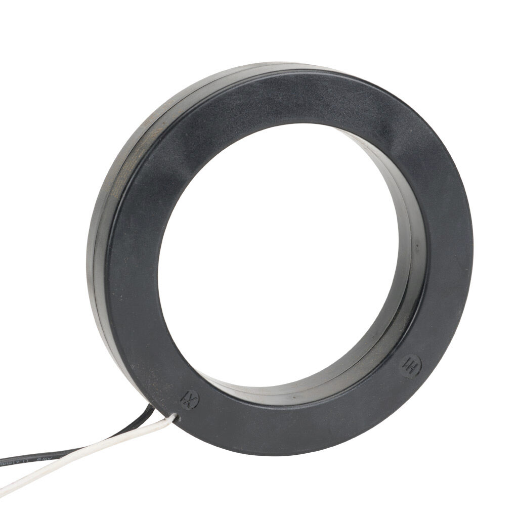 19RL-202 - Sifam Tinsley AC current transformer, solid core, 2000A primary, 5A secondary, 4.25in diameter sensing window, +/- 1% accuracy, (2) 24in 16 AWG lead wires.