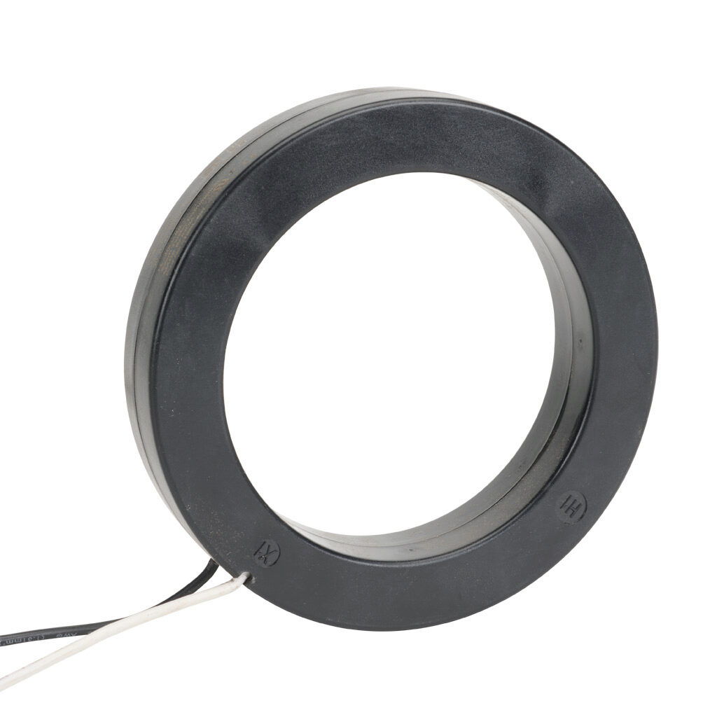 19RL-252 - Sifam Tinsley AC current transformer, solid core, 2500A primary, 5A secondary, 4.25in diameter sensing window, +/- 1% accuracy, (2) 24in 16 AWG lead wires.