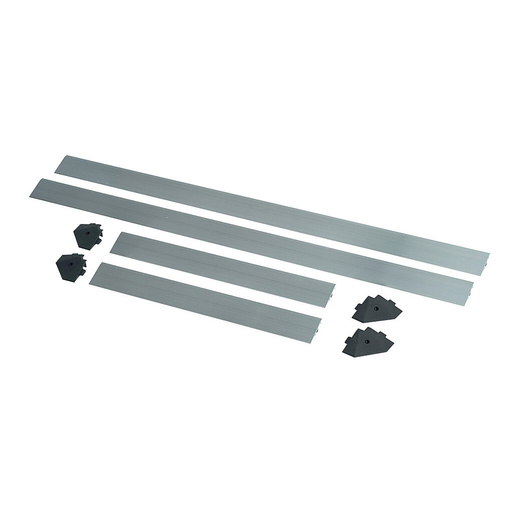 2010-0081 - ASO Safety Solutions contact mat trim kit, aluminum. For use with 24 x 48in safety mats. Includes (4) trim corners and (4) mat trim pieces.
