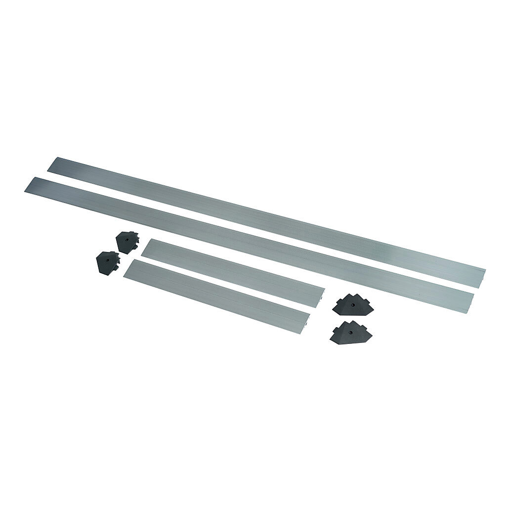 2010-0082 - ASO Safety Solutions contact mat trim kit, aluminum. For use with 24 x 60in safety mats. Includes (4) trim corners and (4) mat trim pieces.