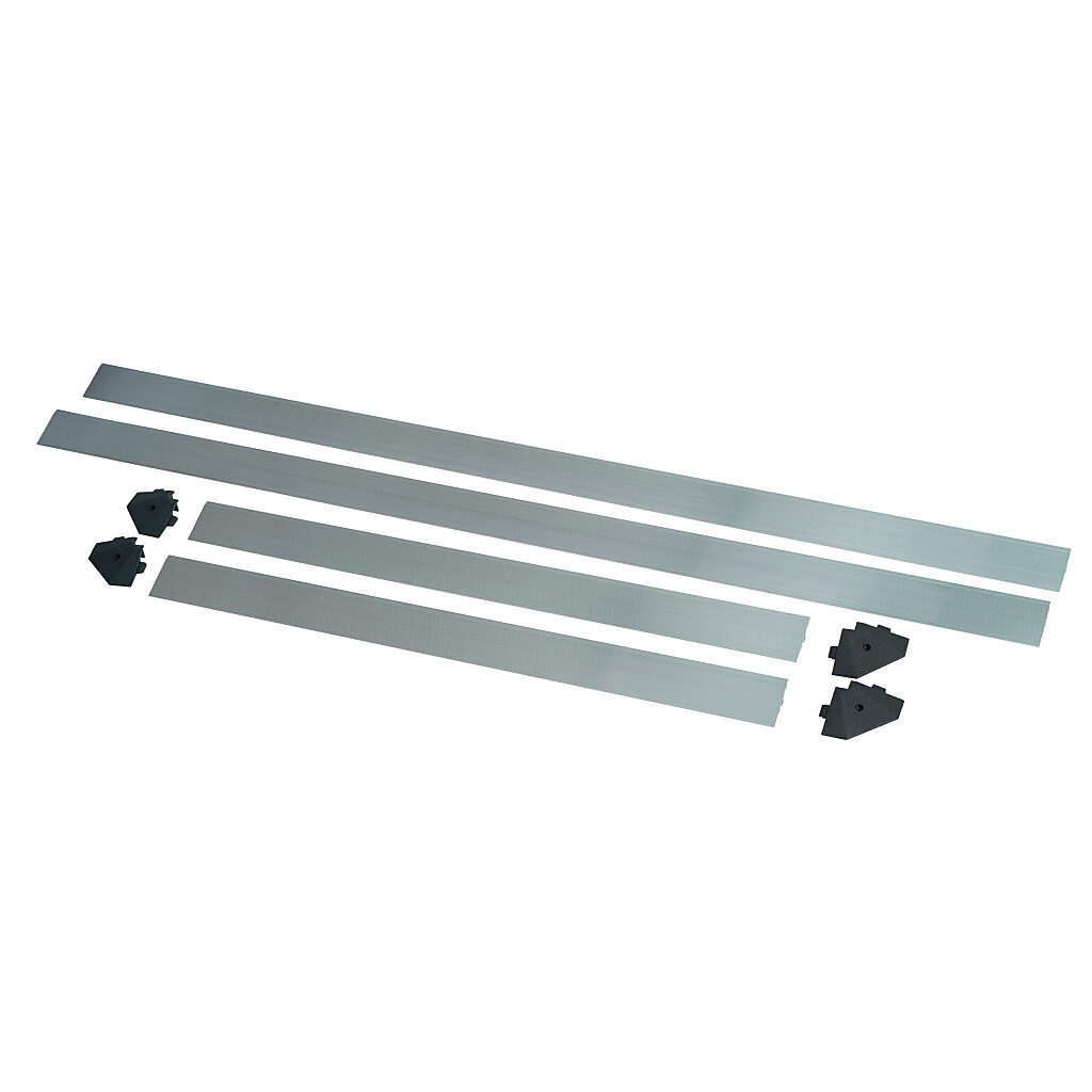 2010-0085 - ASO Safety Solutions contact mat trim kit, aluminum. For use with 36 x 60in safety mats. Includes (4) trim corners and (4) mat trim pieces.
