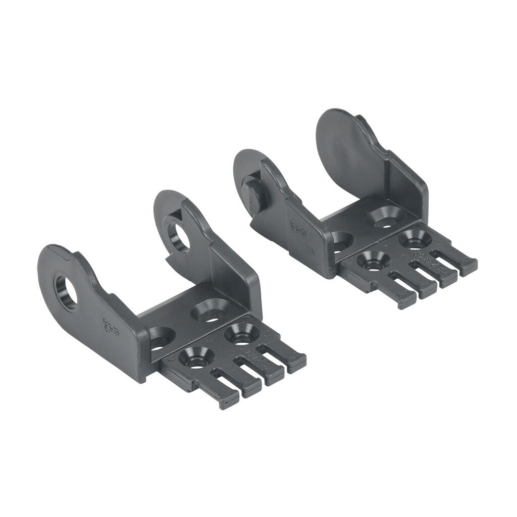 2030-34PZB - igus bracket, 0.98in inside height, 1.5in inside width, 90 to -48 deg pivoting, polyamide, black. For use with 2400 and 2500 series energy chain.