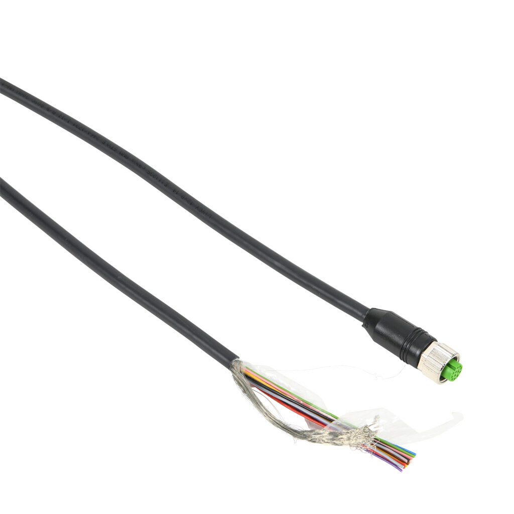 206957 - di-soric cable, connection, 12-pin M12 quick-disconnect to pigtail, 32.8ft/10m cable length.