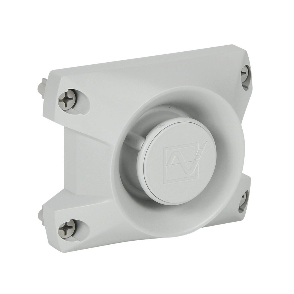 21517810055 - Pfannenberg PYRA series audible signal horn, 105 dB at 1m, 150 kHz to 2900 kHz tone frequency, (80) selectable tone(s), 12-48 VDC, polycarbonate housing, gray, IP66, NEMA 4/4X. For use with Pfannenberg PYRA series pre-assembled bases.
