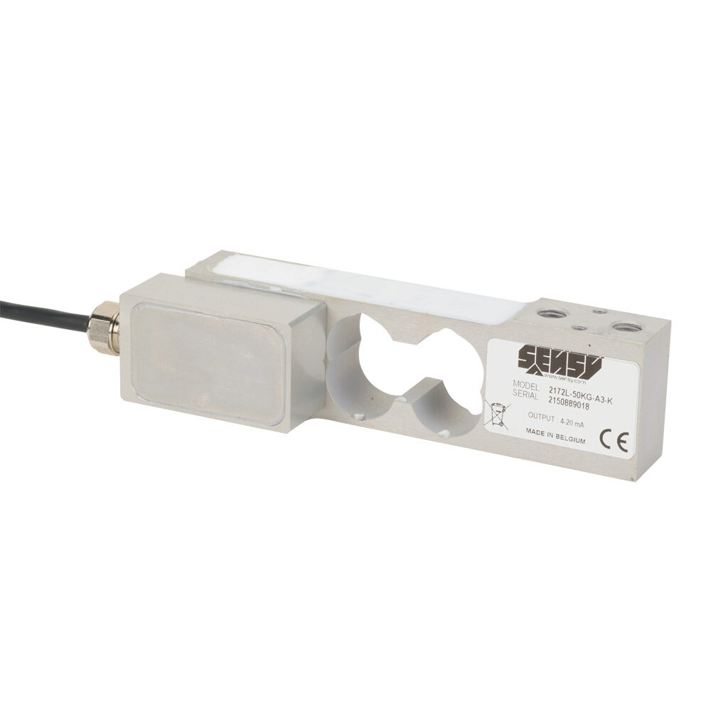 2172L-50KG-A3-K - Sensy single point load cell, 110 lb/50 kg, +/- 0.03% of full scale accuracy, current signal range(s) of 4-20 mA, 12-30 VDC, anodized aluminum alloy, IP63, 6.5ft/2m integral 3-wire shielded cable.