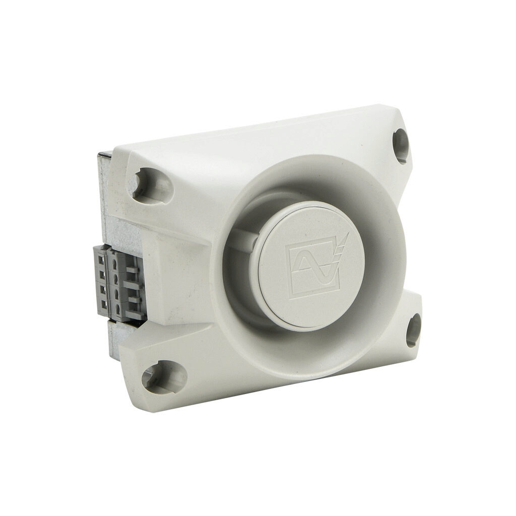 23310630900 - Pfannenberg PATROL series audible signal horn, 105 dB at 1m, 150 Hz to 2.9 kHz tone frequency, (80) selectable tone(s), 10-57 VDC, panel mount, ABS/polycarbonate housing, gray, IP66, NEMA 4/4X.