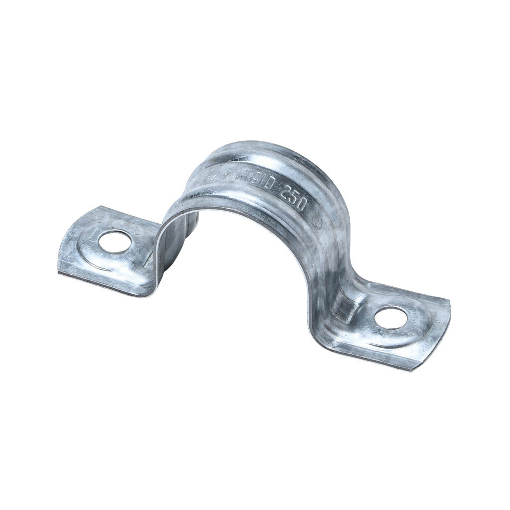 250 - Minerallac 2-hole conduit mount strap, standard duty, UL Type UL 1565. Package of 100. For use with 3/4in RMC/IMC/LFMC, 1in tubing, 2/0 AWG SER.