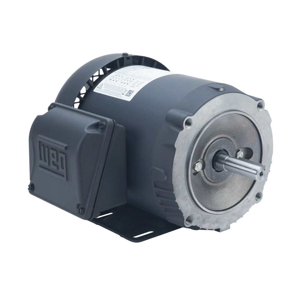 .2518ES3E56C-S - WEG Electric S standard efficiency AC induction motor, general purpose and inverter rated, 1/4hp, 3-phase, 208-230/460 VAC, 1800rpm, TEFC, NEMA 56C frame, rolled steel, C-face/rigid base mount.