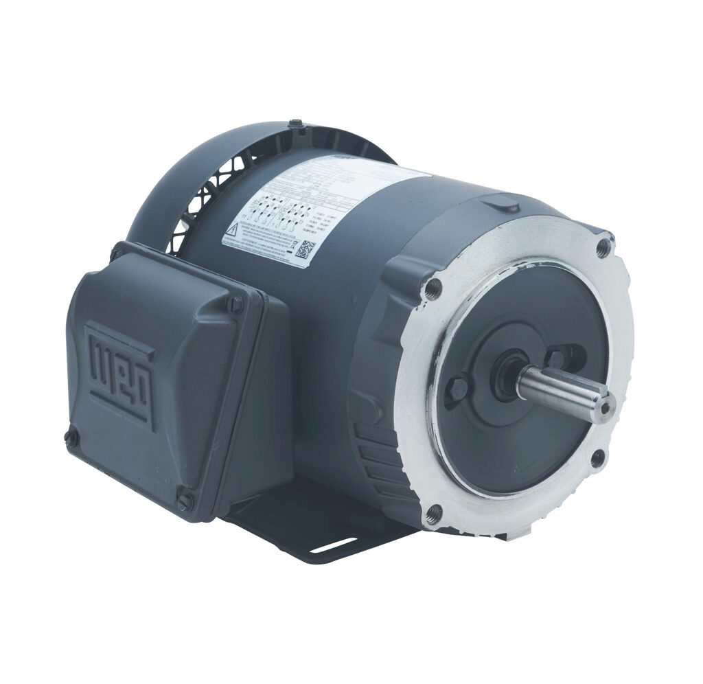 .2536ES3E56C-S - WEG Electric S standard efficiency AC induction motor, general purpose and inverter rated, 1/4hp, 3-phase, 208-230/460 VAC, 3600rpm, TEFC, NEMA 56C frame, rolled steel, C-face/rigid base mount.