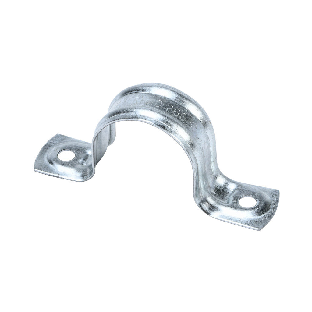 260 - Minerallac 2-hole conduit mount strap, standard duty, UL Type UL 1565. Package of 100. For use with 1in RMC/IMC/LFMC, 4/0 AWG SER.