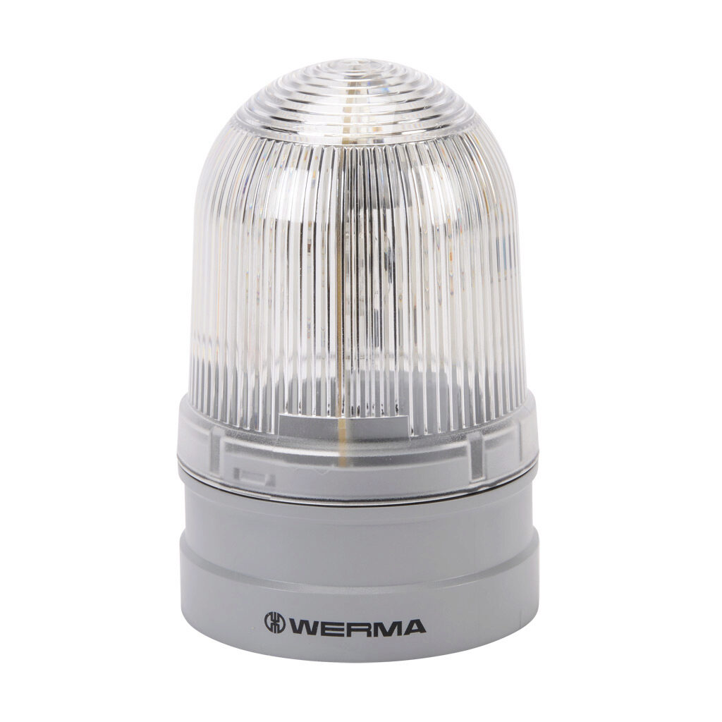 26143060 - WERMA EvoSIGNAL Midi Permanent series LED industrial signal beacon, 85mm, red/yellow/green, permanent, IP66, modular mount, 115-230 VAC. Requires mounting adapter.