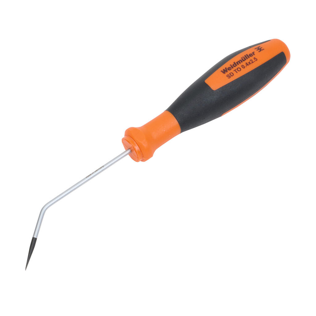 2749570000 - Weidmuller 2.5mm slotted standard terminal block tool, 3.0in (76mm) shaft length, cushion grip handle.