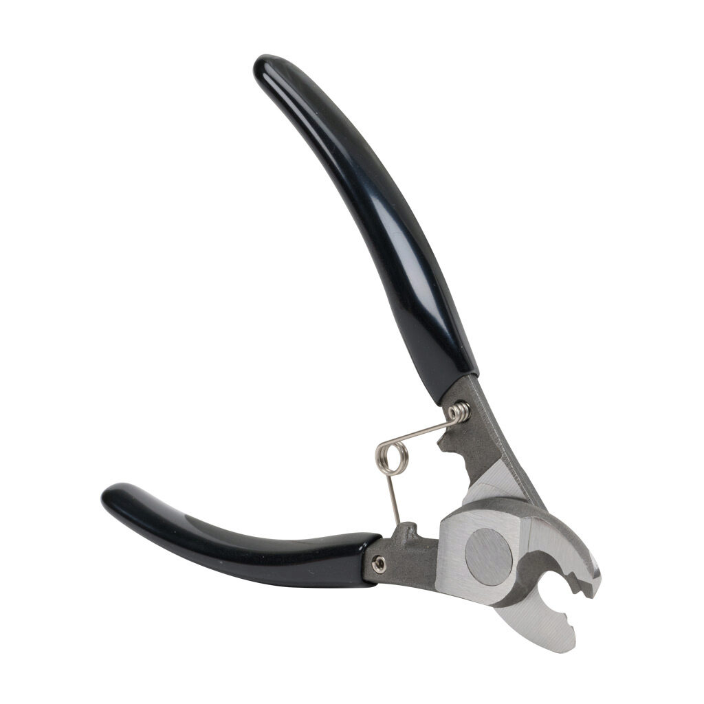 2876460000 - Weidmuller KT MINI cable shears, 4.7in (120mm) overall length, induction hardened shear cutting edges, classic grip vinyl handles, spring handle release.