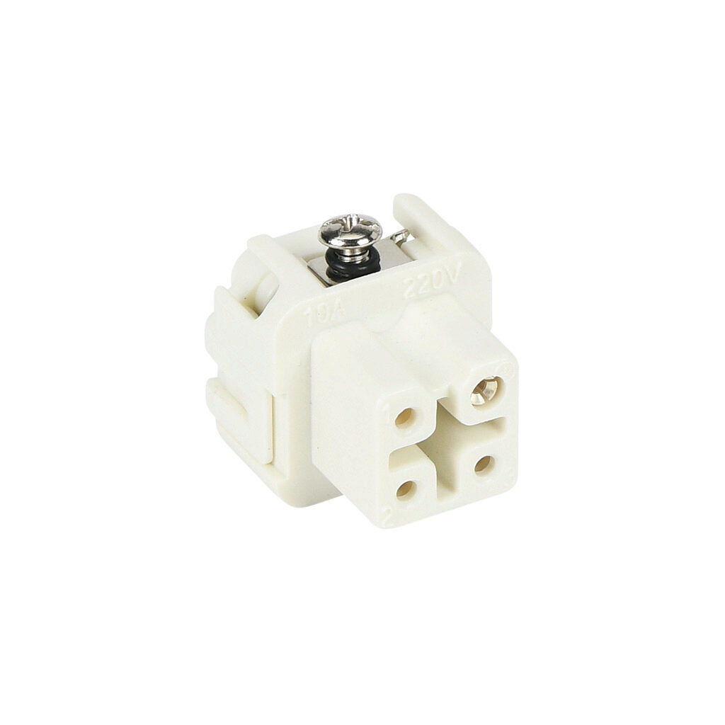 29008 - METE female insert, connector housing size 3A, 3-pole, screw terminals, accepts wire size 8-14 AWG, 10 amp, 600 VAC/VDC, poles numbered 1 to 3. For use with METE multi-wire housings.
