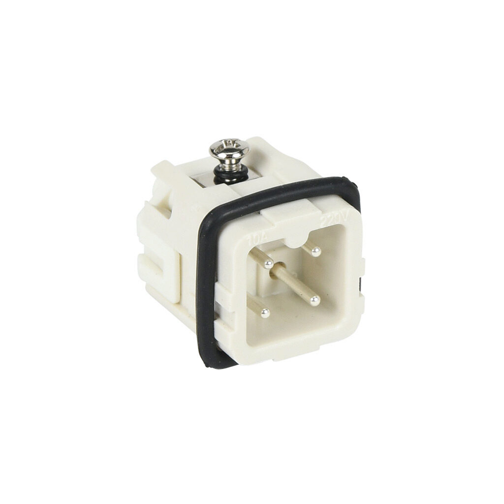 29009 - METE male insert, connector housing size 3A, 3-pole, screw terminals, accepts wire size 18-14 AWG, 10 amp, 600 VAC/VDC, poles numbered 1 to 3. For use with METE multi-wire housings.