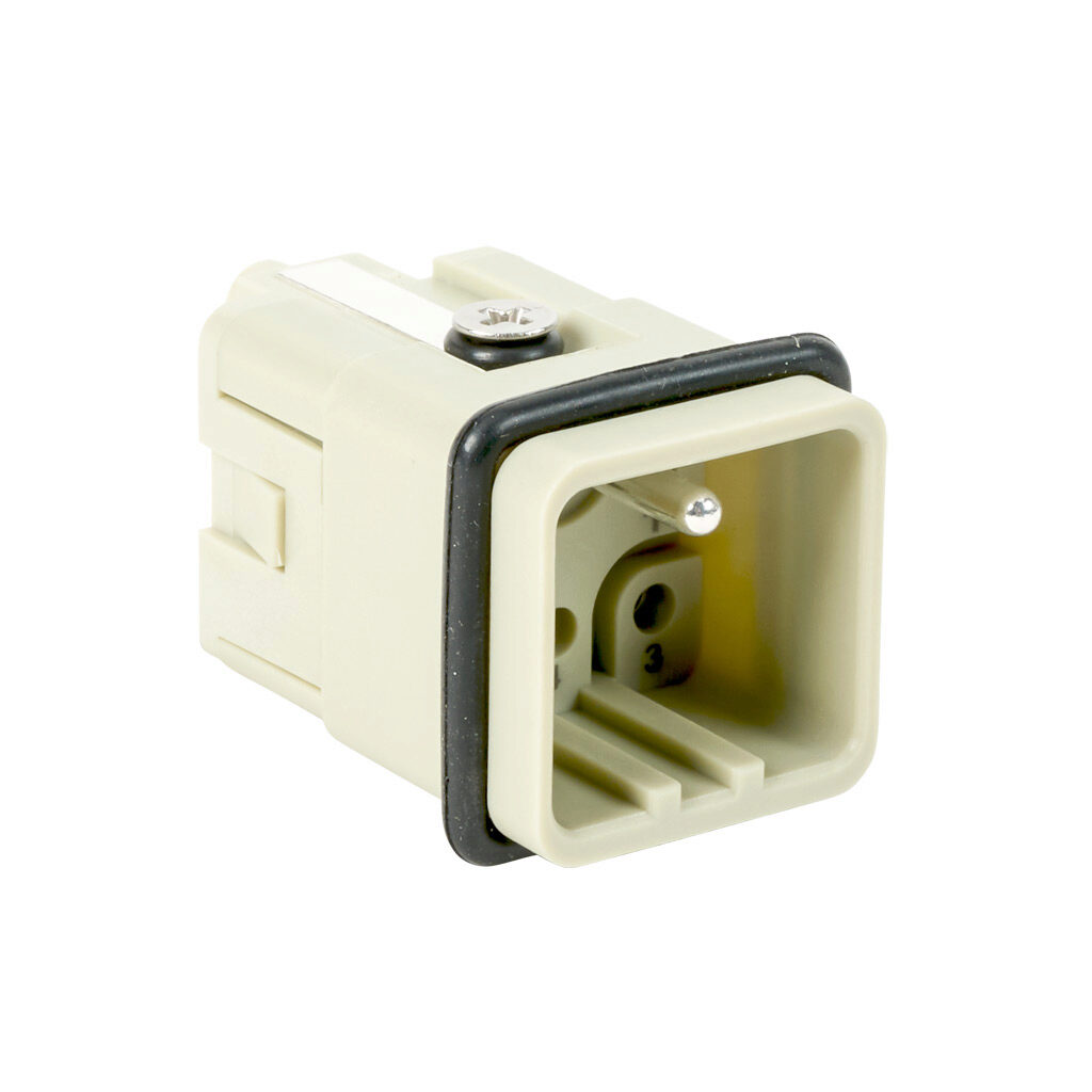 2901103005 - METE male insert, connector housing size 3A, 5-pole, crimped contact, 16 amp, 600 VAC/VDC, poles numbered 1 to 5. For use with METE multi-wire housings. Requires 16 amp male contacts METE 14106xxx.