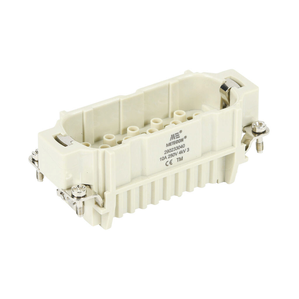 290233040 - METE male insert, connector housing size 16B, 40-pole, crimped contact, 10 amp, 600 VAC/VDC, poles numbered 1 to 40. For use with METE multi-wire housings. Requires 10 amp male contacts METE 14104xxx.