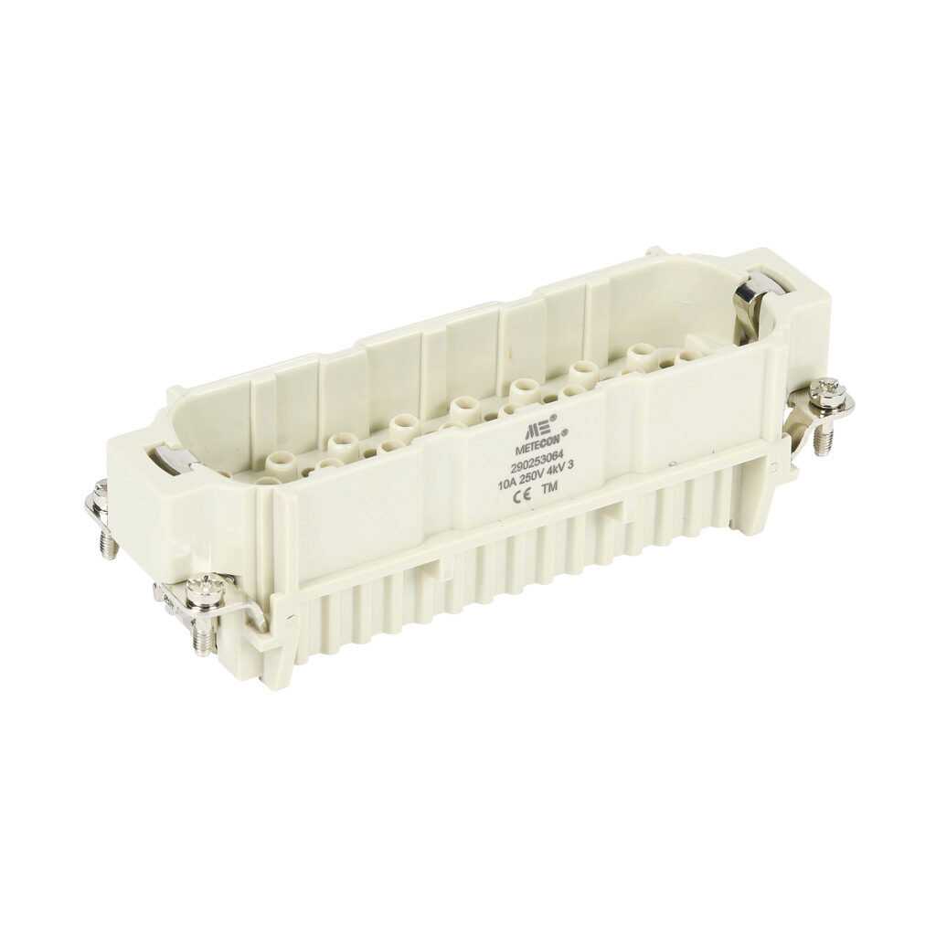 290253064 - METE male insert, connector housing size 24B, 64-pole, crimped contact, 10 amp, 600 VAC/VDC, poles numbered 1 to 64. For use with METE multi-wire housings. Requires 10 amp male contacts METE 14104xxx.