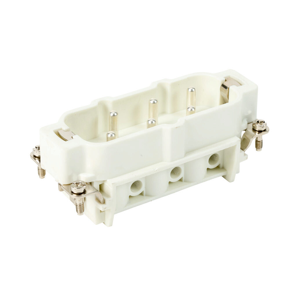 29129 - METE male insert, connector housing size 32B, 6-pole, screw terminal, accepts wire size 16-10 AWG, 35 amp, 600 VAC/VDC, poles numbered 7 to 12. For use with METE multi-wire housings.