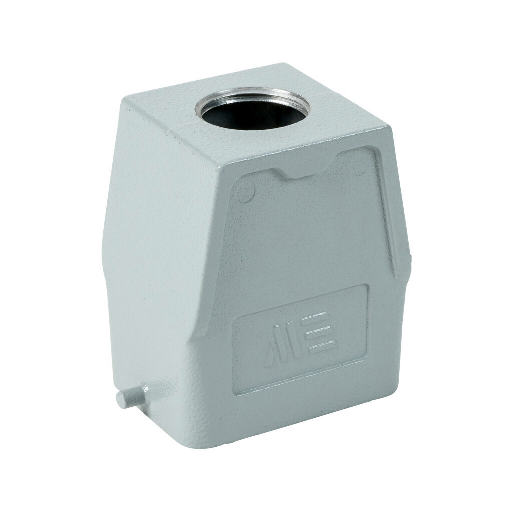 2917202905 - METE hood housing, 2-peg, top entry, connector housing size 6B, (1) 3/4 NPT threaded hole, high construction, gray, heavy-duty die cast aluminum. For use with METE size 6B single lever connector housings.