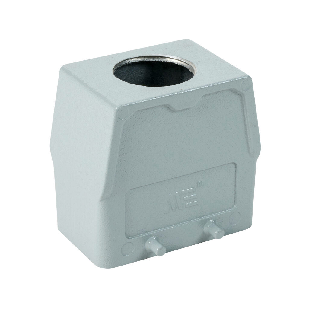 2917402805 - METE hood housing, 4-peg, top entry, connector housing size 10B, (1) 1 NPT threaded hole, high construction, gray, heavy-duty die cast aluminum. For use with METE size 10B double lever connector housings.