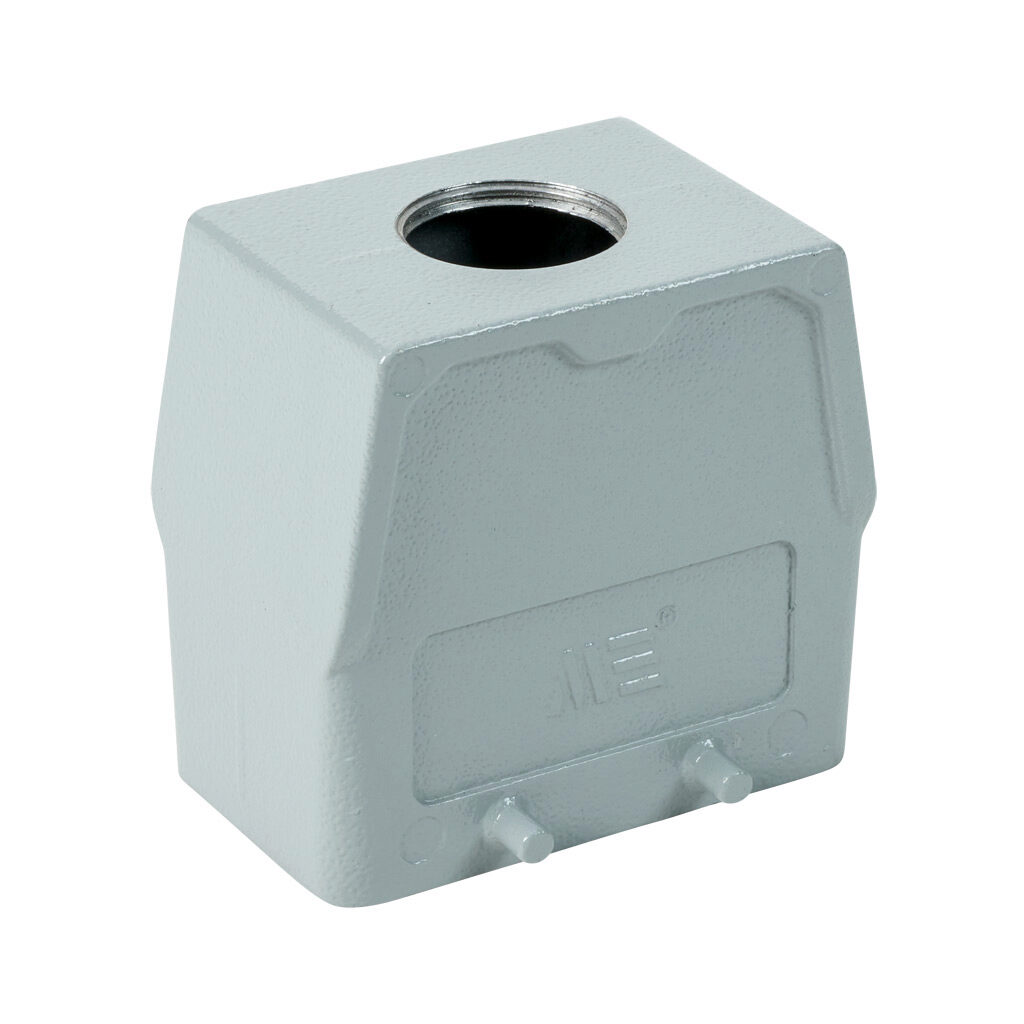 2917402905 - METE hood housing, 4-peg, top entry, connector housing size 10B, (1) 3/4 NPT threaded hole, high construction, gray, heavy-duty die cast aluminum. For use with METE size 10B double lever connector housings.