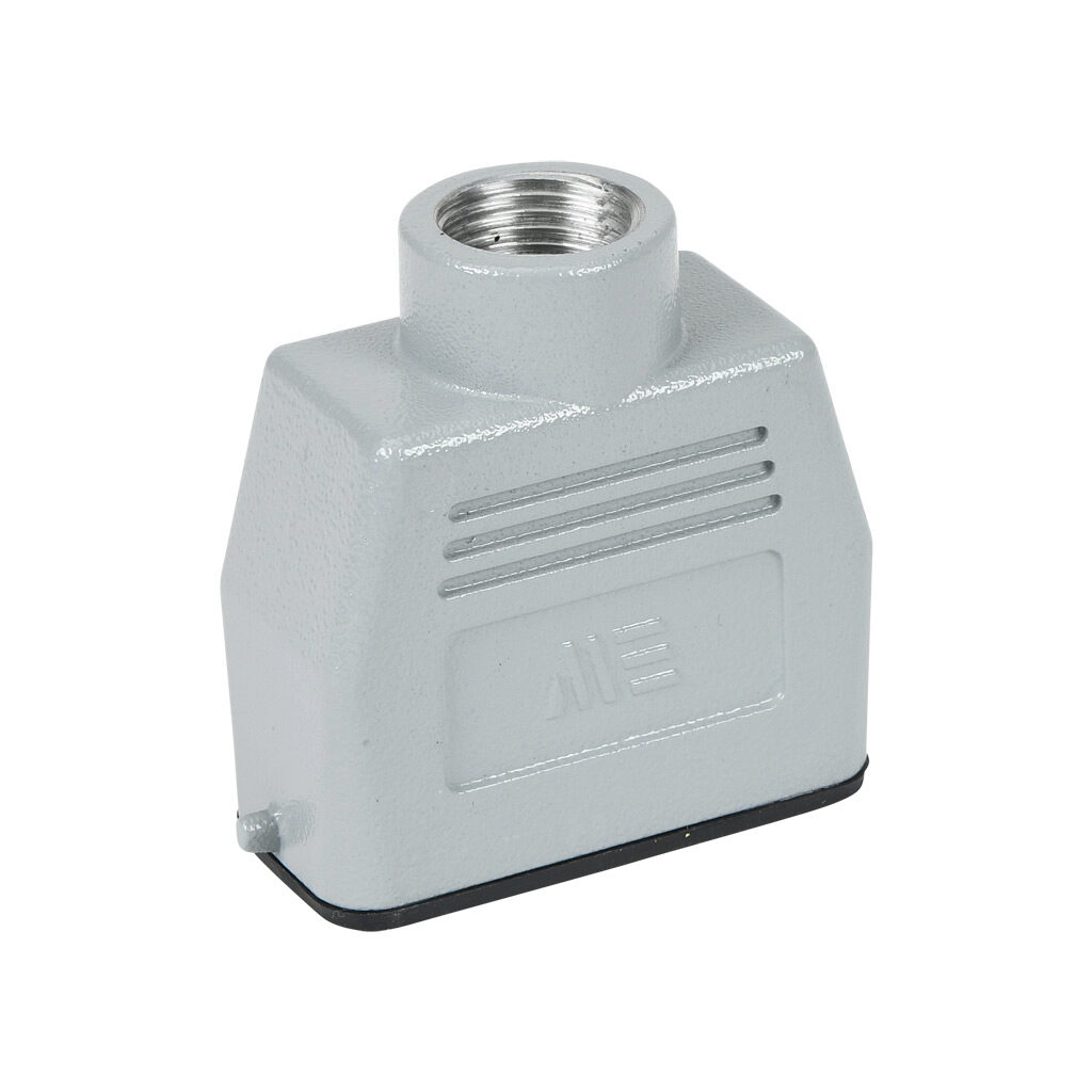 2935423005 - METE hood housing, 2-peg, top entry, connector housing size 10A, (1) 1/2 NPT threaded hole, gray, heavy-duty die cast aluminum. For use with METE size 10A single lever connector housings.