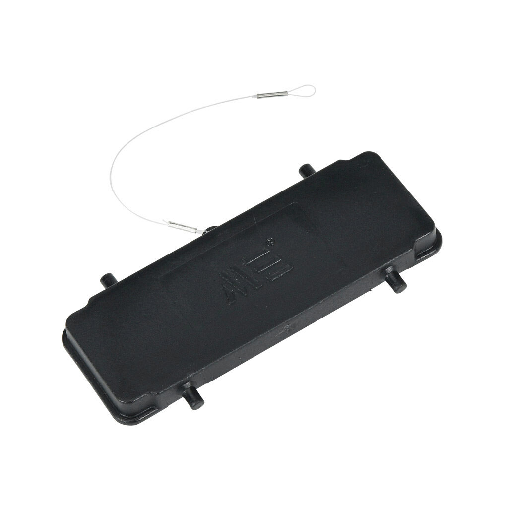29652 - METE cover housing, 4-peg, connector housing size 24B, gray, heavy-duty thermoplastic. For use with METE size 24B double lever connector housings.