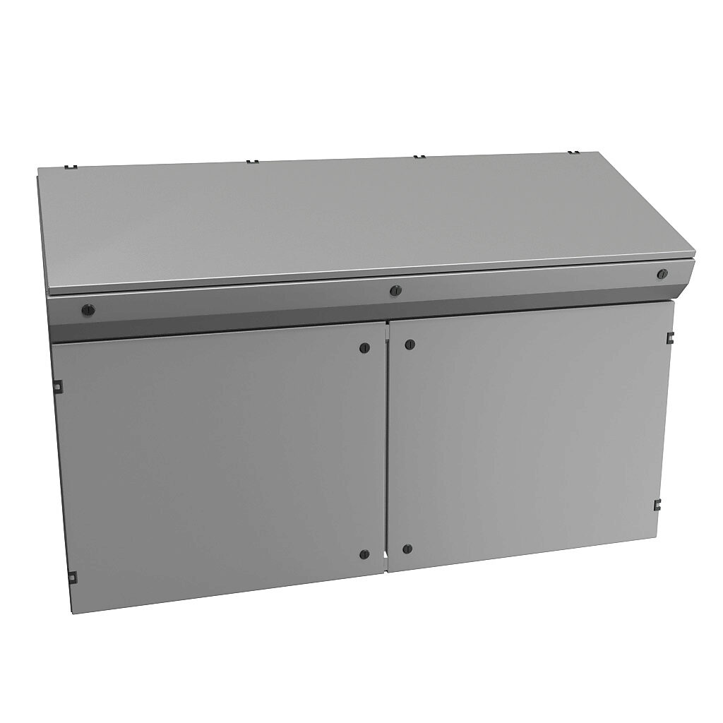 2CLC2060 - Hammond operator console, NEMA 3R/4/12, 38 x 60 x 20in (HxWxD), freestanding, carbon steel, RAL 7035 light gray, powder coat finish, 2-door, 1/4-turn semi-flush oil-tight latch.