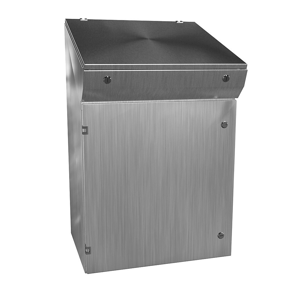 2CSC2024 - Hammond operator console, NEMA 3R/4/4X/12, 38 x 24 x 20in (HxWxD), freestanding, 304 stainless steel, #4 brush finish, single-door, 1/4-turn semi-flush oil-tight stainless steel latch.