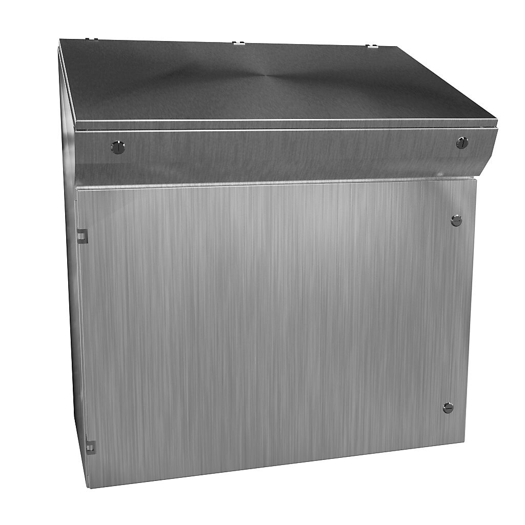 2CSC2036 - Hammond operator console, NEMA 3R/4/4X/12, 38 x 36 x 20in (HxWxD), freestanding, 304 stainless steel, #4 brush finish, single-door, 1/4-turn semi-flush oil-tight stainless steel latch.