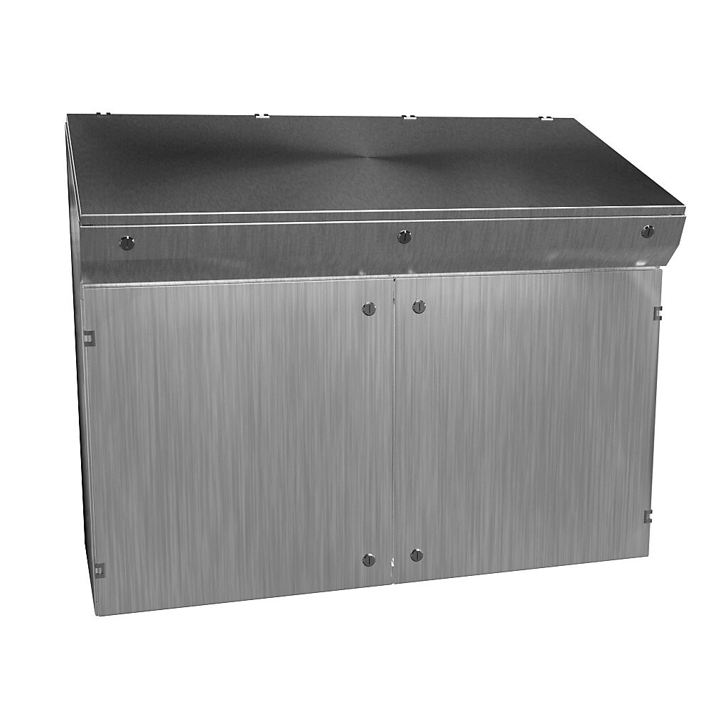 2CSC2048 - Hammond operator console, NEMA 3R/4/4X/12, 38 x 48 x 20in (HxWxD), freestanding, 304 stainless steel, #4 brush finish, 2-door, 1/4-turn semi-flush oil-tight stainless steel latch.