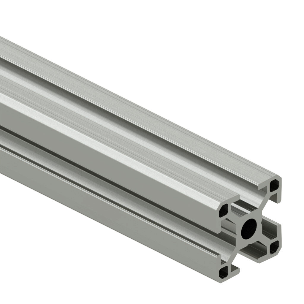 30-3030C - SureFrame 30 Series standard T-slotted rail, silver, 6063-T6 anodized aluminum alloy, cut to length, 30 x 30mm profile, slot size 8.
