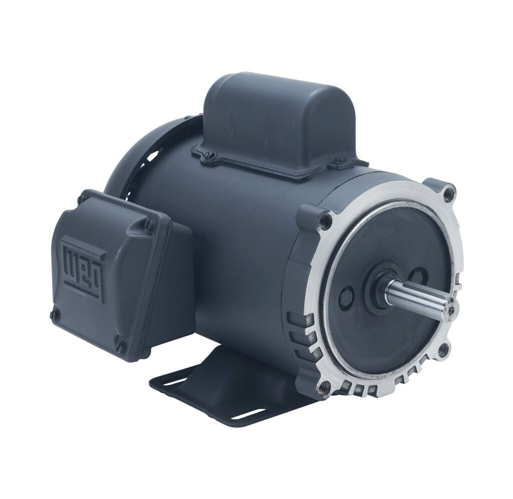 .3318ES1BW56C-S - WEG Electric S standard efficiency AC induction motor, general purpose, 1/3hp, 1-phase, 115/208-230 VAC, 1800rpm, TEFC, NEMA 56C frame, rolled steel, C-face/rigid base mount.