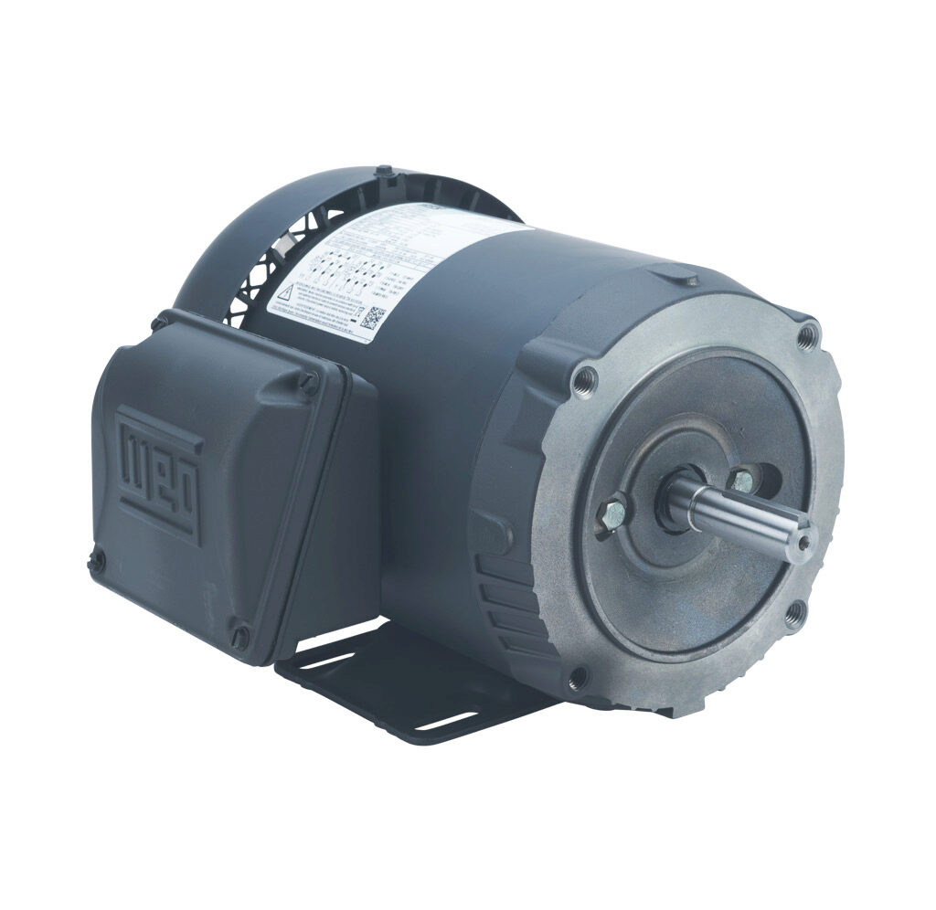 .3318ES3E56C-S - WEG Electric S standard efficiency AC induction motor, general purpose and inverter rated, 1/3hp, 3-phase, 208-230/460 VAC, 1800rpm, TEFC, NEMA 56C frame, rolled steel, C-face/rigid base mount.