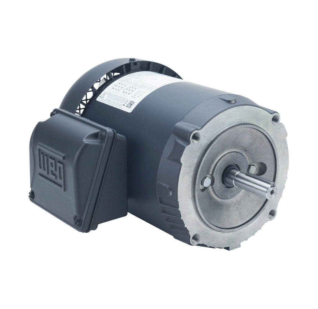 .3318ES3E56CFL-S - WEG Electric S standard efficiency AC induction motor, general purpose and inverter rated, 1/3hp, 3-phase, 208-230/460 VAC, 1800rpm, TEFC, NEMA 56C frame, rolled steel, C-face mount.