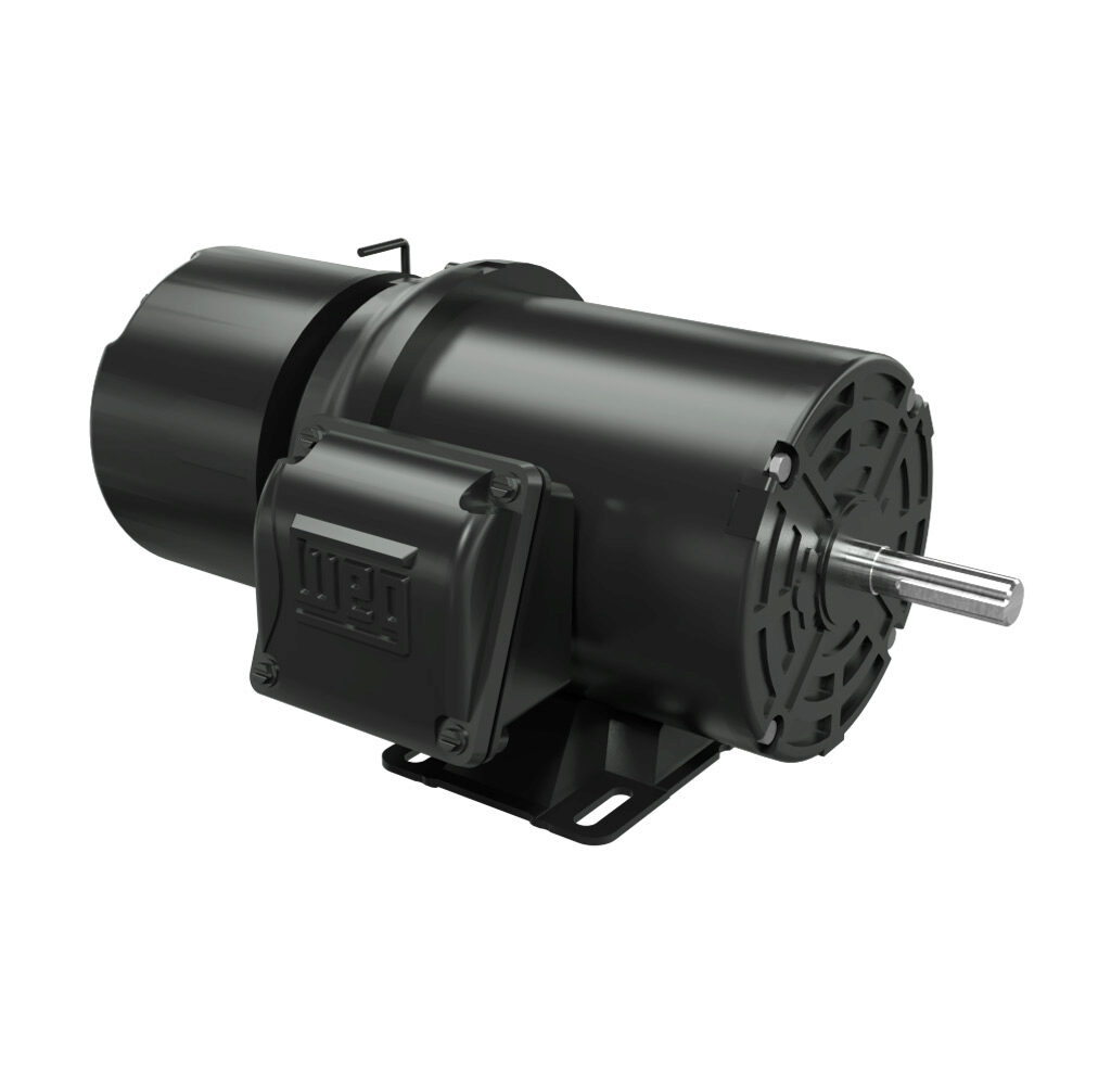 .3318ES3EBMW56-S - WEG Electric S standard efficiency AC induction motor, general purpose, inverter rated and brake, 1/3hp, 3-phase, 208-230/460 VAC, 1800rpm, TEFC, NEMA 56 frame, rolled steel, rigid base mount. Stearns 104816100KQ brake assembly ...
