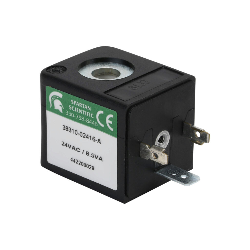 38310-02416-A - Spartan solenoid coil, 24 VAC, 8.5 VA, 18mm DIN style wiring plug. For use with 3516 series Spartan valves.